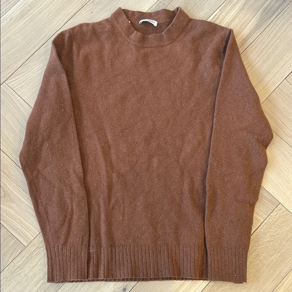 Brown Crewneck Sweater with Soft Knit Texture